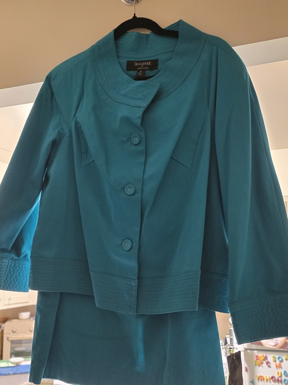 Larry Levine Teal Button-Front Women's Blazer